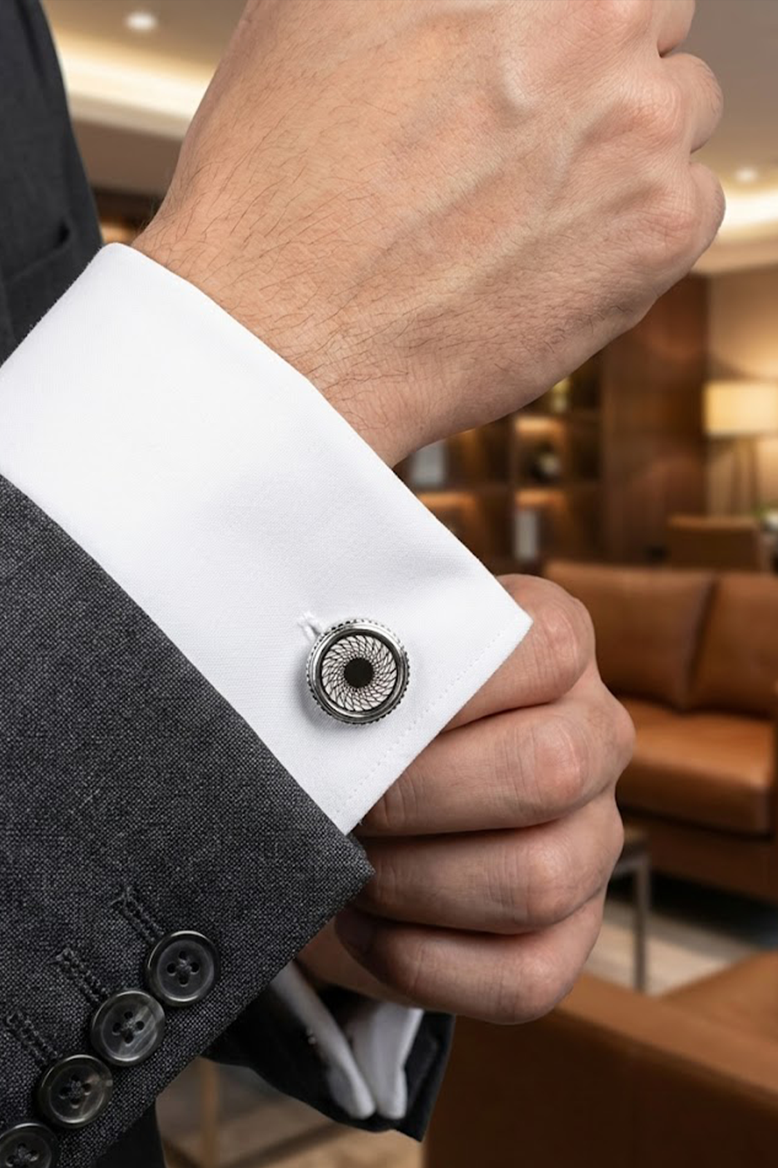 Obsidian Crest Cufflinks - Image 2