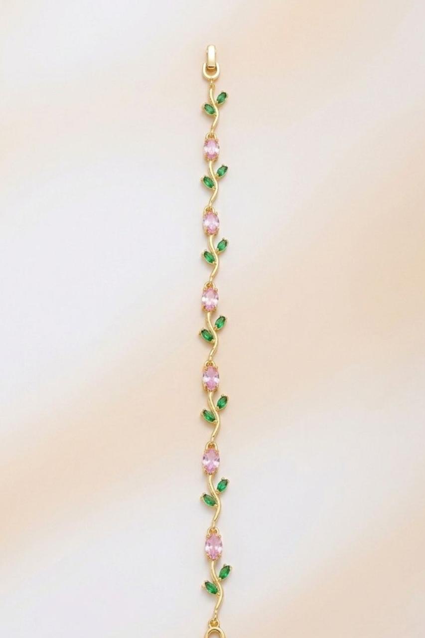 Pink & Emerald Tulip Bracelet - Image 4
