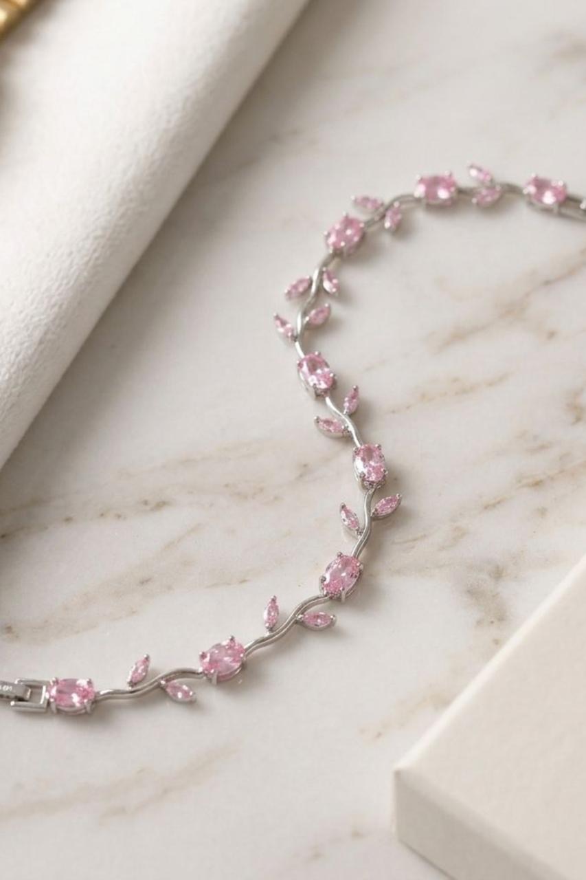 Silver Chain Pink Stone - Image 4