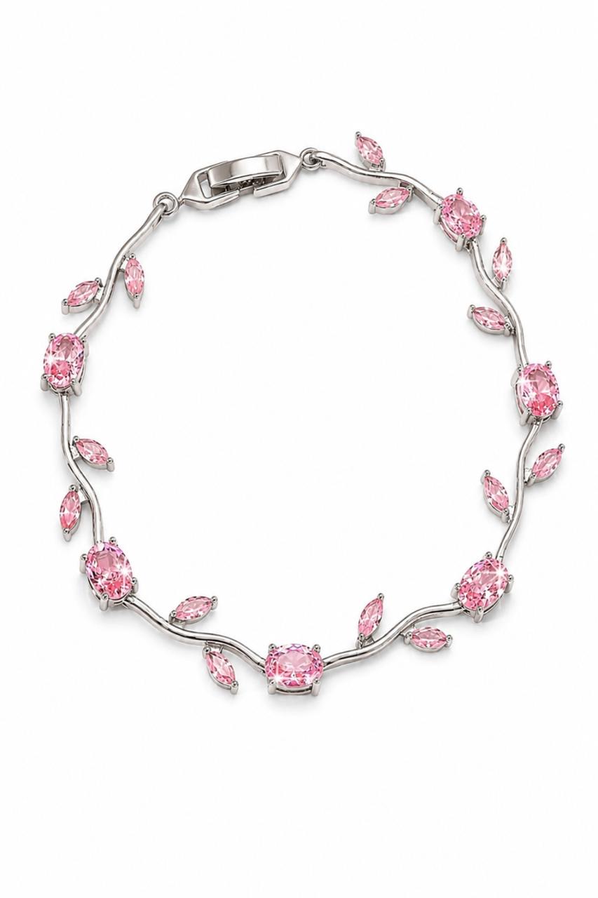 Silver Chain Pink Stone