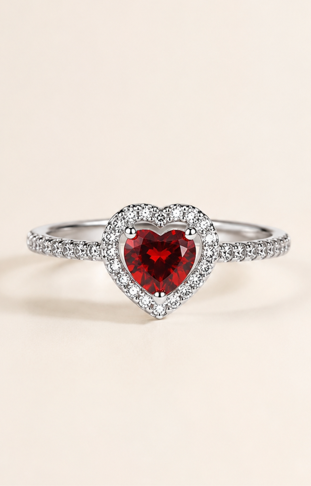 Red Heart Stone Ring