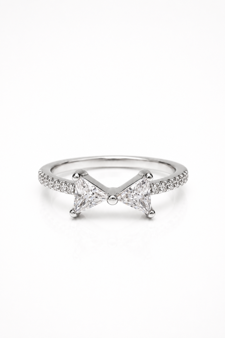 White stone Bow Ring