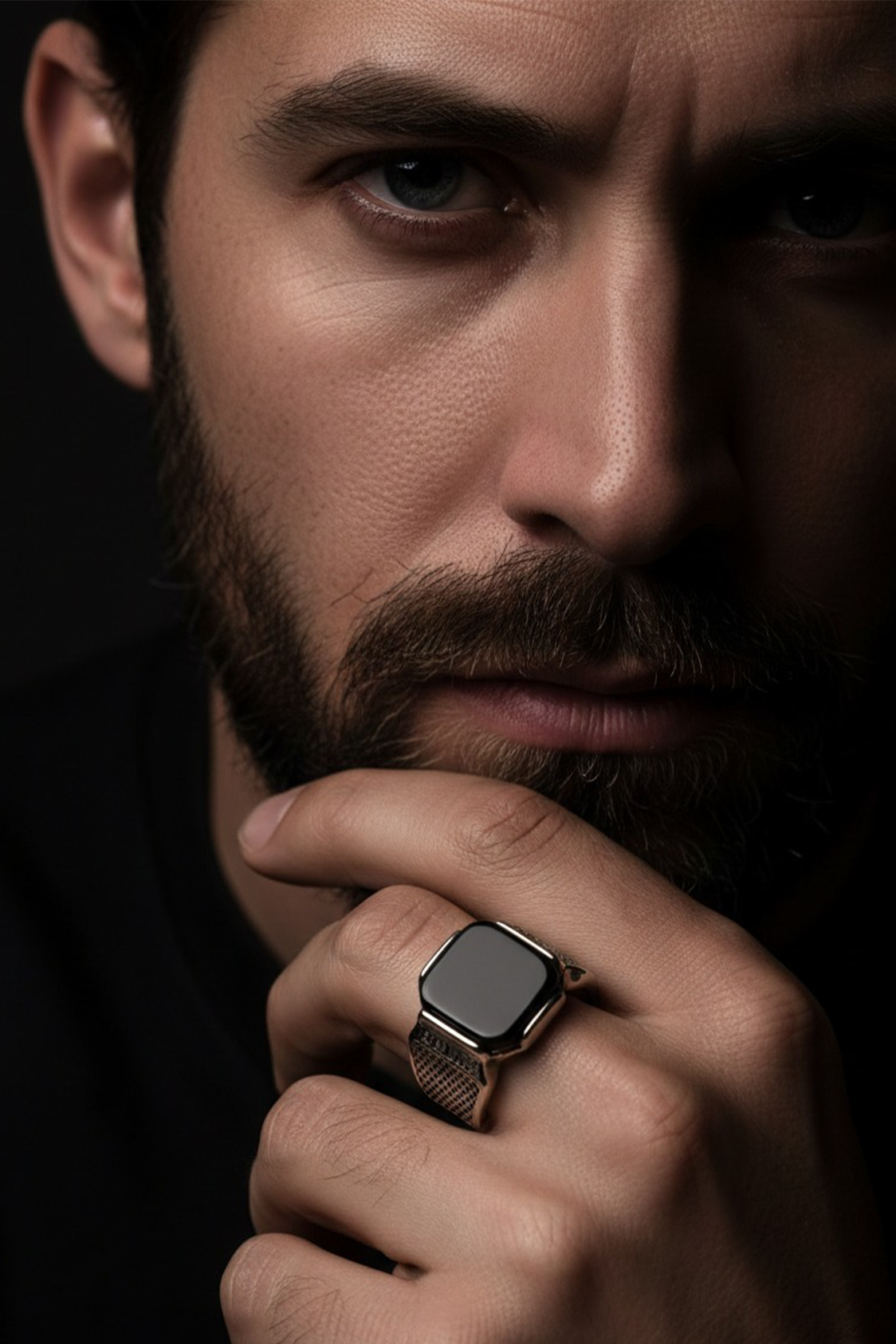 APEX NOIR SILVER SIGNET RING - Image 2