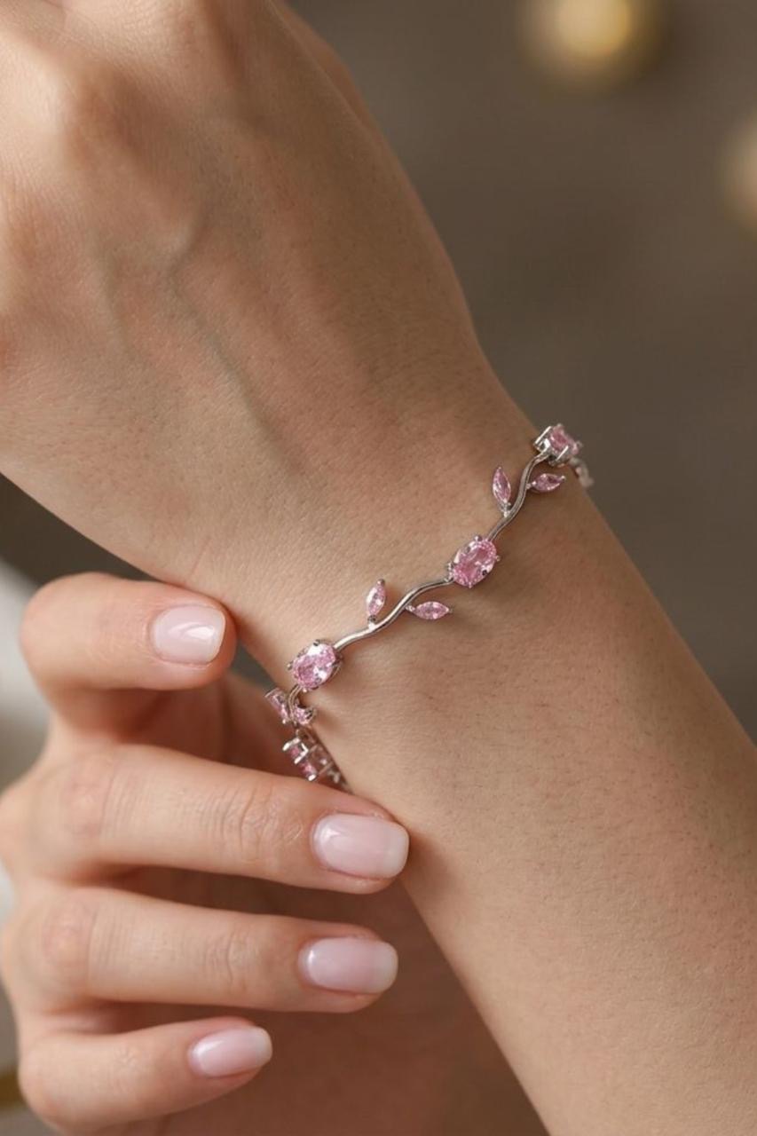 Silver Chain Pink Stone - Image 3
