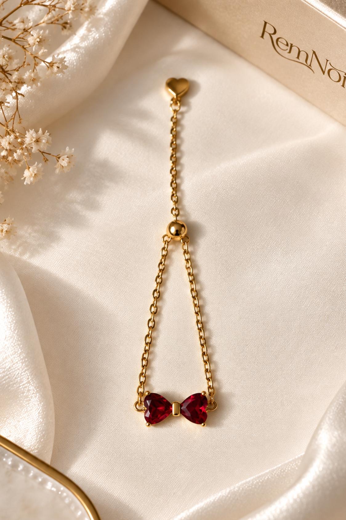 Crystal Bow Chain Adjustable Ring - Image 3