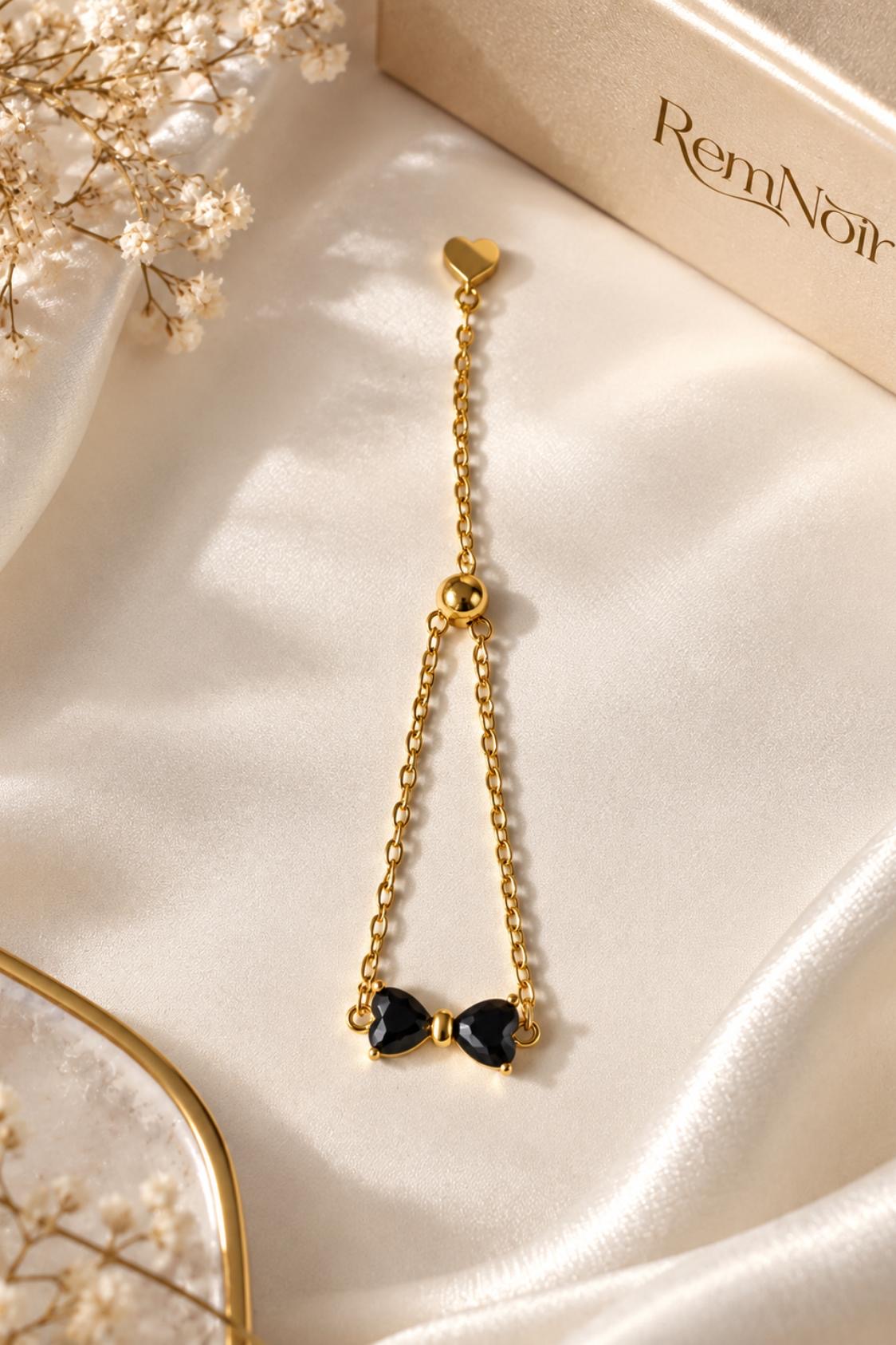 Crystal Bow Chain Adjustable Ring - Image 4