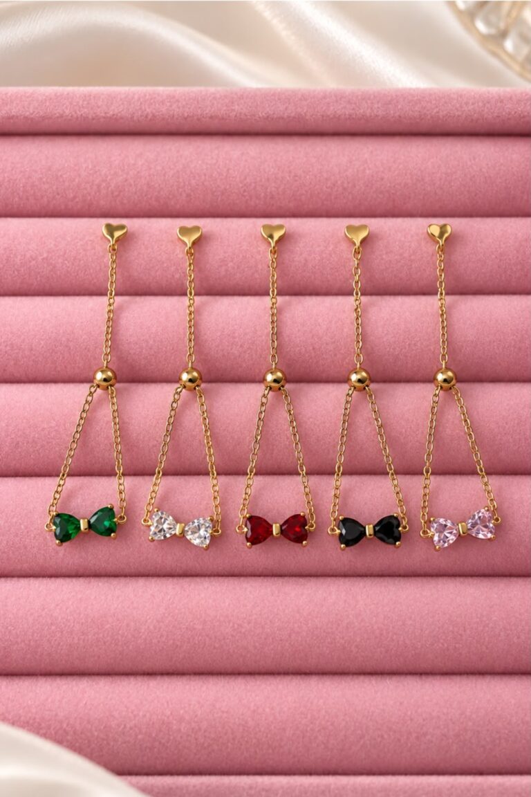 Crystal Bow Chain Adjustable Ring