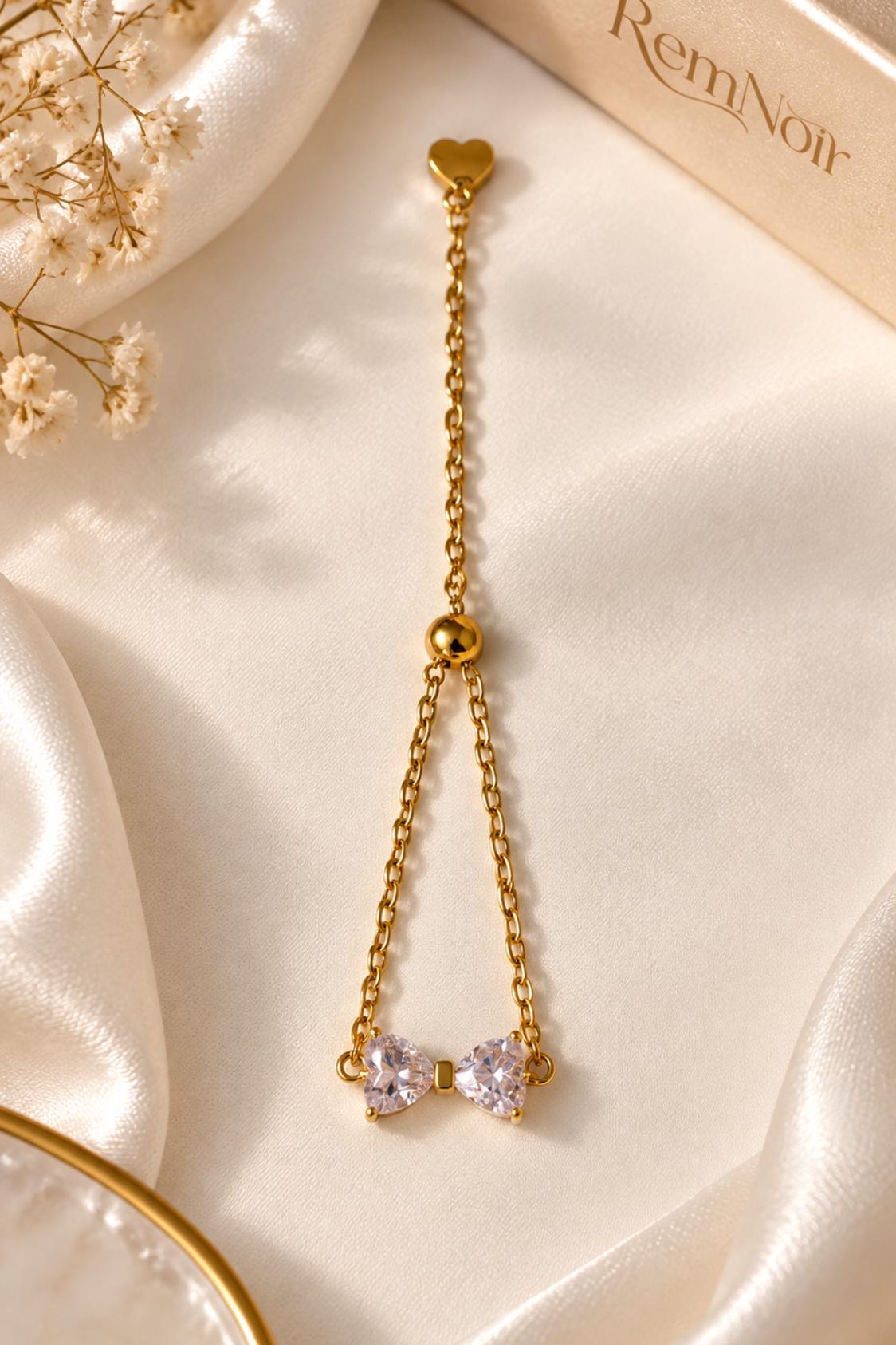 Crystal Bow Chain Adjustable Ring - Image 7